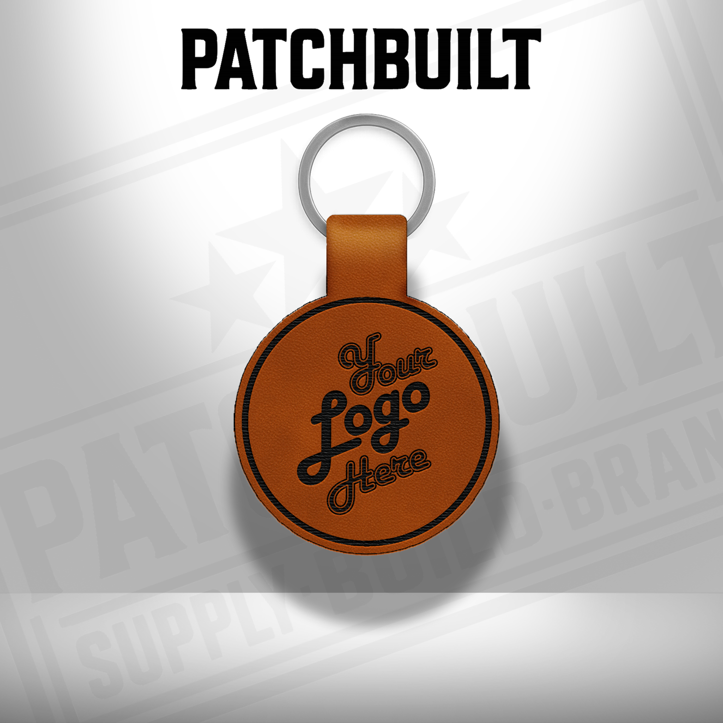 Custom Engraved Leatherette Keychain - Add Your Logo