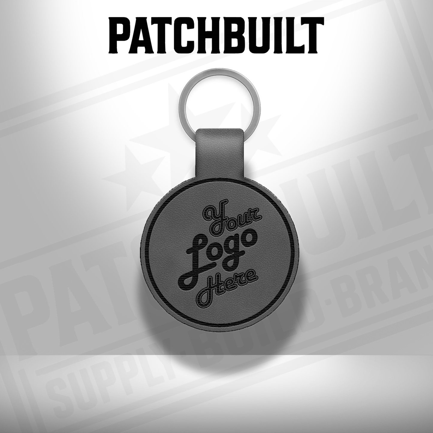 Custom Engraved Leatherette Keychain - Add Your Logo