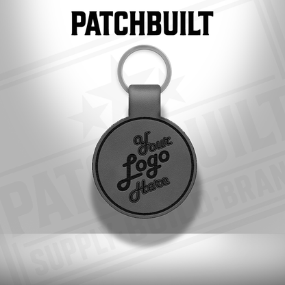 Custom Engraved Leatherette Keychain - Add Your Logo