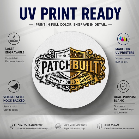 UV Printable & Laser Engravable 2" Circle Blank Patches – Velcro® Style Hook Backed