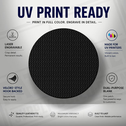 UV Printable & Laser Engravable 2" Circle Blank Patches – Velcro® Style Hook Backed