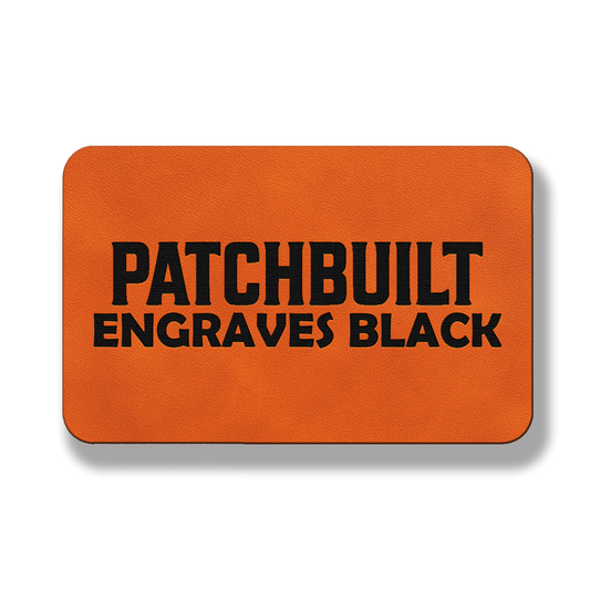 3” x 2” Classic Orange Laserable Leatherette Patch Blanks – Hook Backed | CO2, Diode & Fiber Laser Compatible