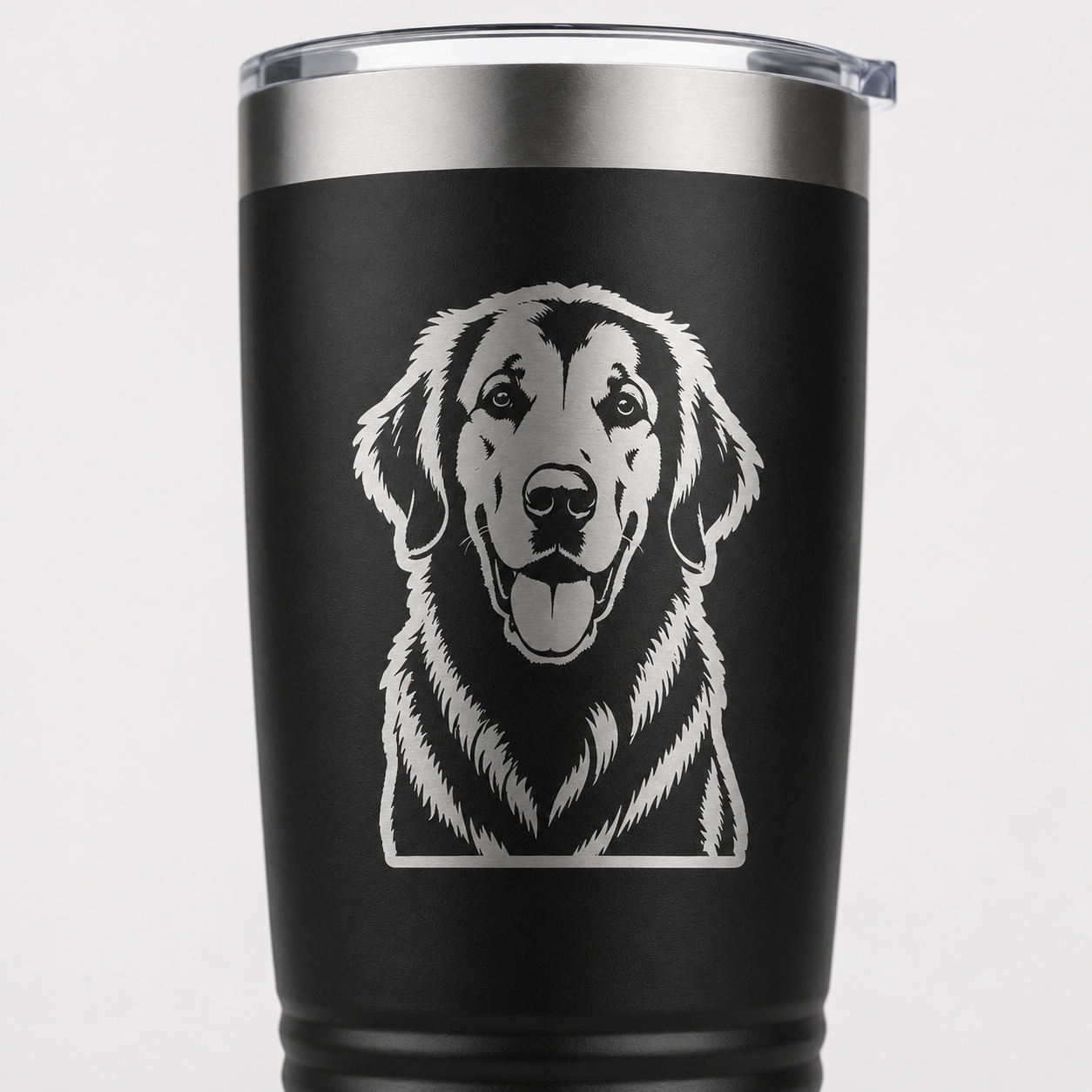 Custom Pet Portrait Tumbler – 20oz Laser Engraved Stainless Steel Cup