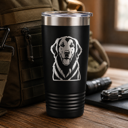 Custom Pet Portrait Tumbler – 20oz Laser Engraved Stainless Steel Cup