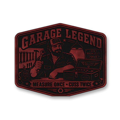 Garage Legend Measure Once Cuss Twice – Leatherette Morale Patch