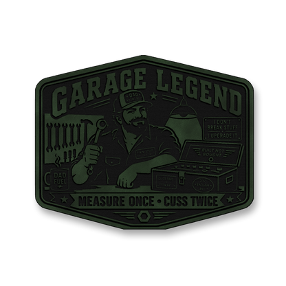 Garage Legend Measure Once Cuss Twice – Leatherette Morale Patch