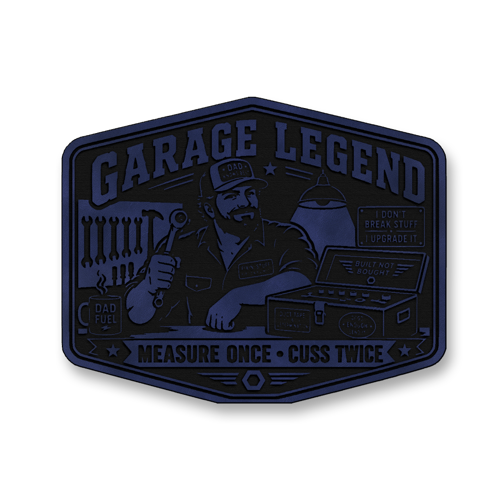 Garage Legend Measure Once Cuss Twice – Leatherette Morale Patch