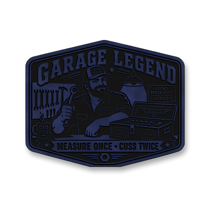 Garage Legend Measure Once Cuss Twice – Leatherette Morale Patch