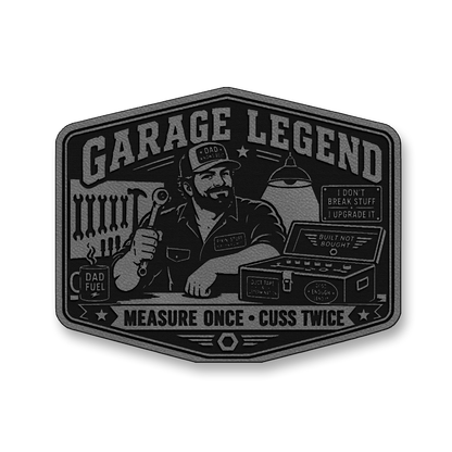 Garage Legend Measure Once Cuss Twice – Leatherette Morale Patch
