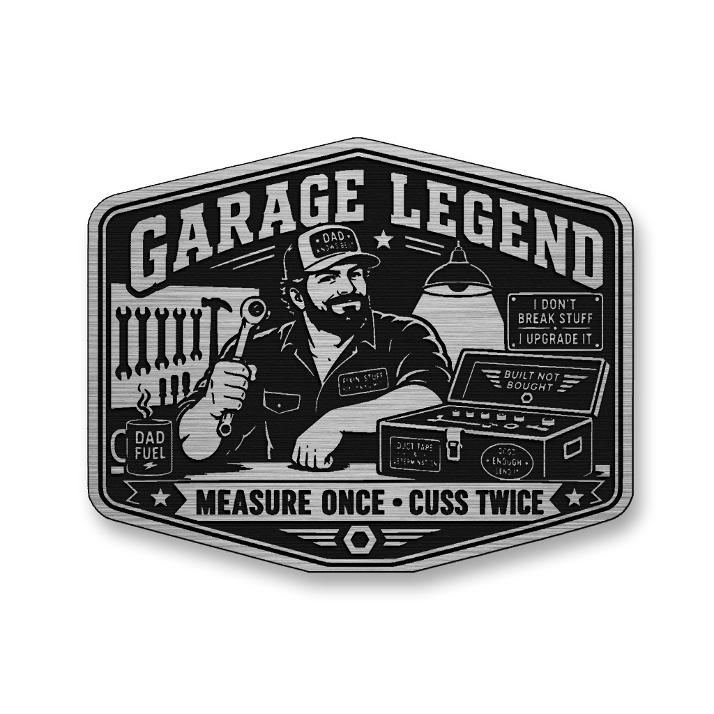 Garage Legend Measure Once Cuss Twice – Leatherette Morale Patch