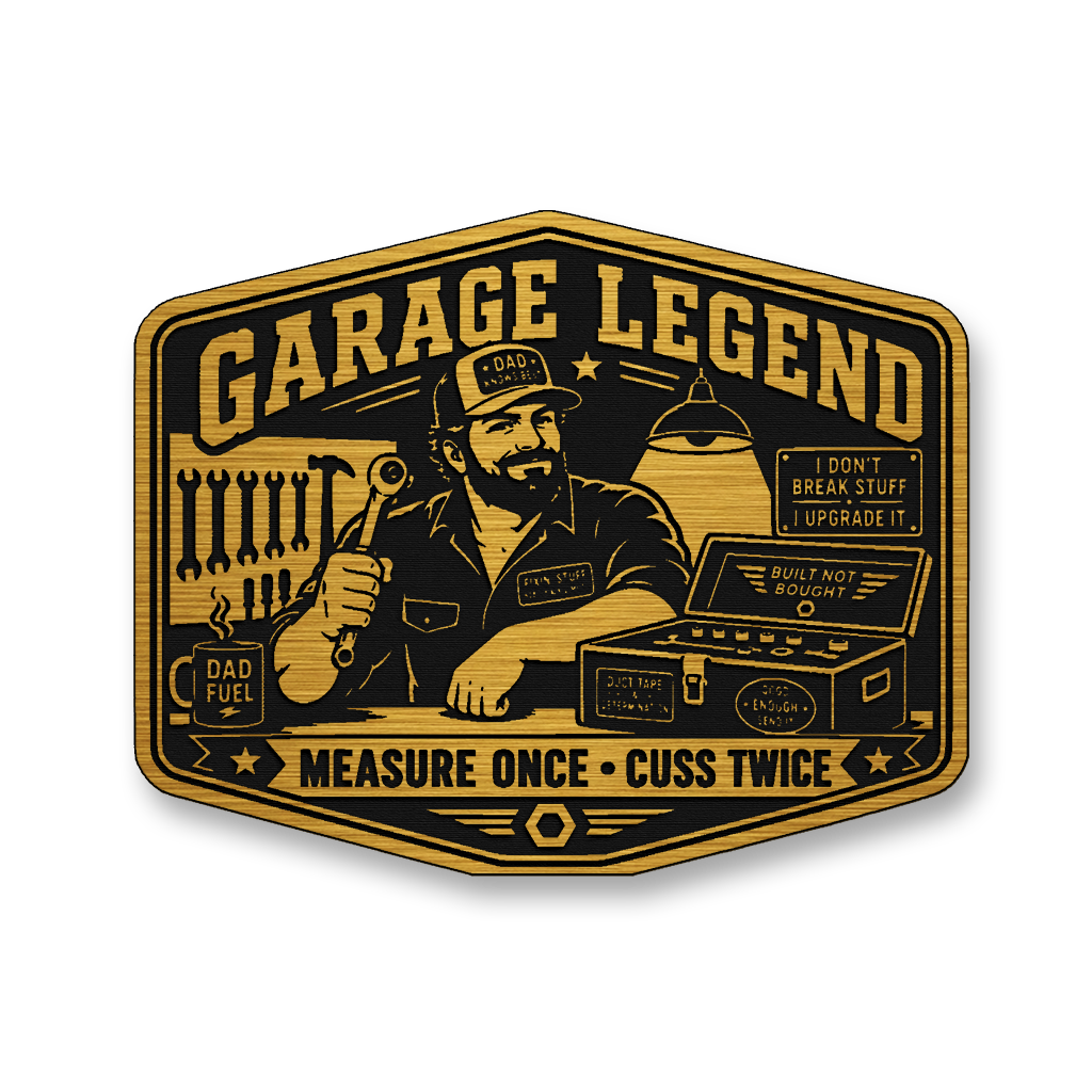 Garage Legend Measure Once Cuss Twice – Leatherette Morale Patch