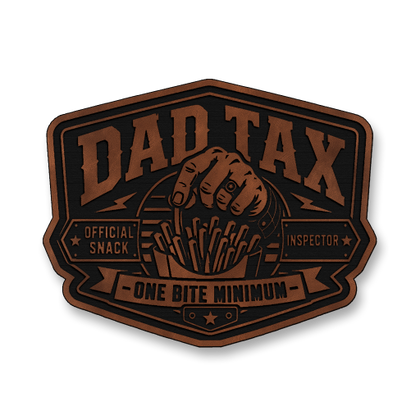 Dad Tax Official Snack Inspector patch in saddle chestnut