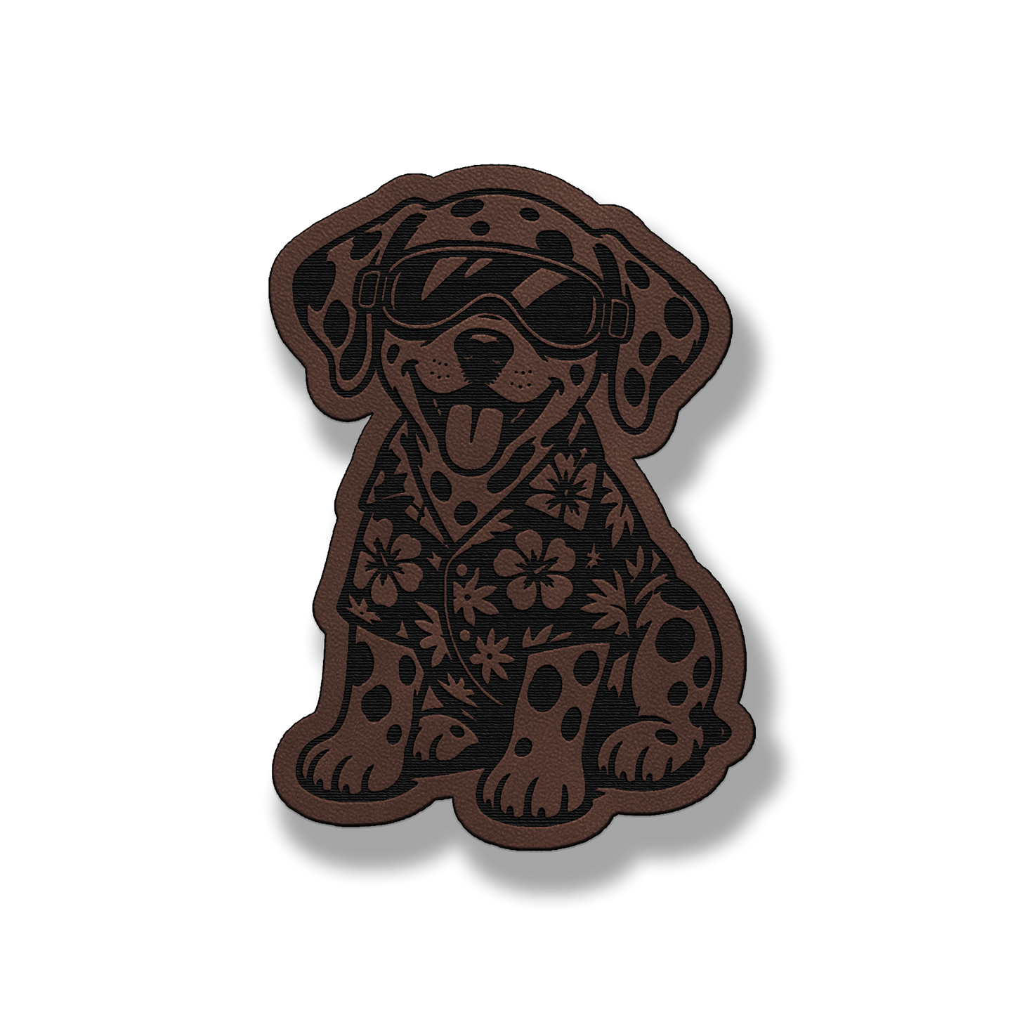 Beach Dalmatian dog patch in classic light brown leatherette
