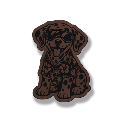 Beach Dalmatian dog patch in classic light brown leatherette