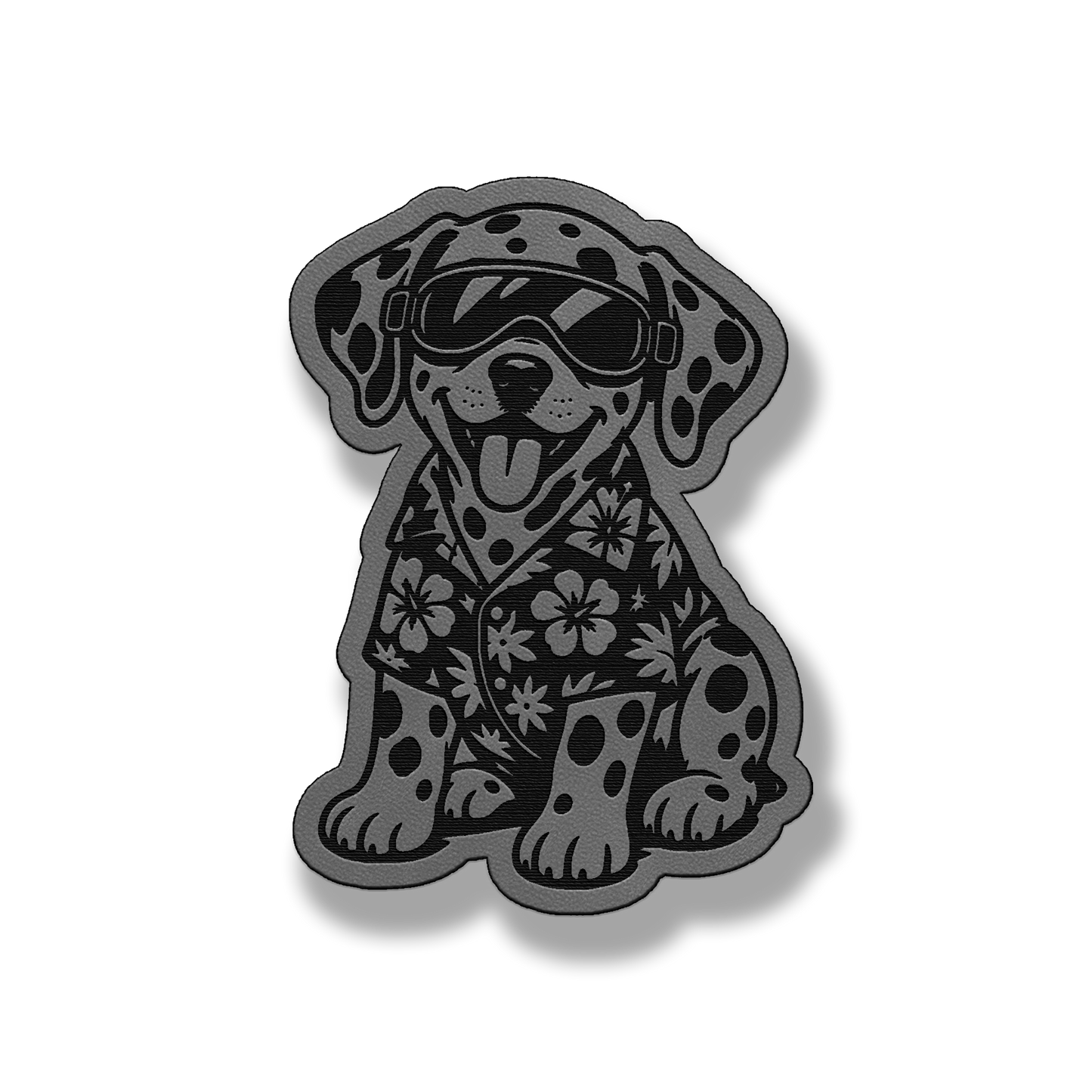 Beach Dalmatian dog patch in classic gray leatherette