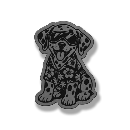 Beach Dalmatian dog patch in classic gray leatherette