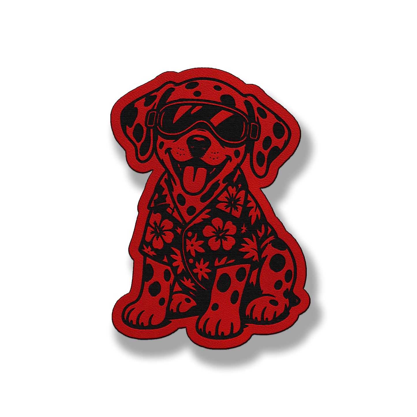 Beach Dalmatian dog patch in classic red leatherette