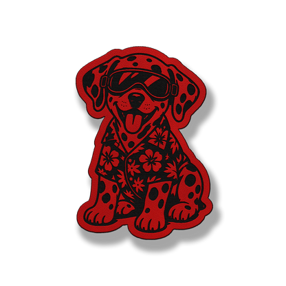 Beach Dalmatian dog patch in classic red leatherette