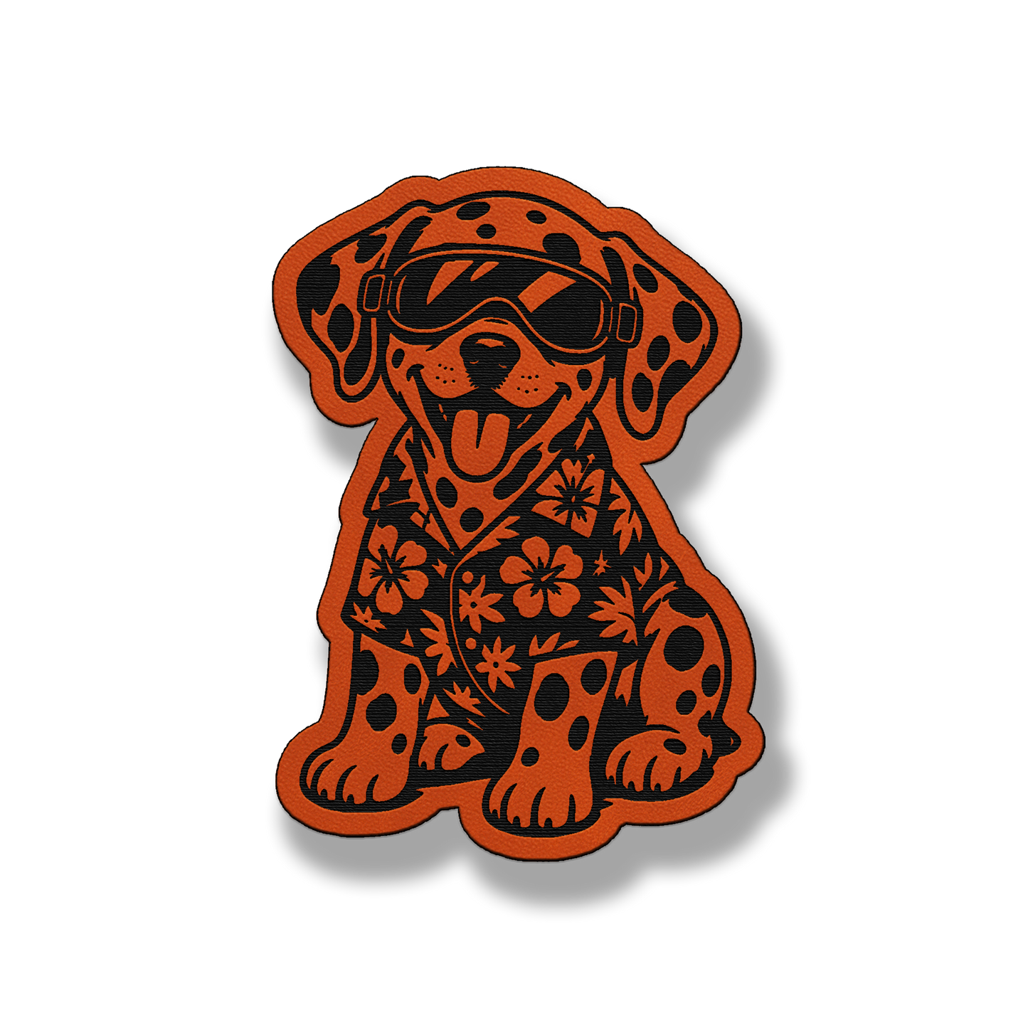 Beach Dalmatian dog patch in classic orange leatherette