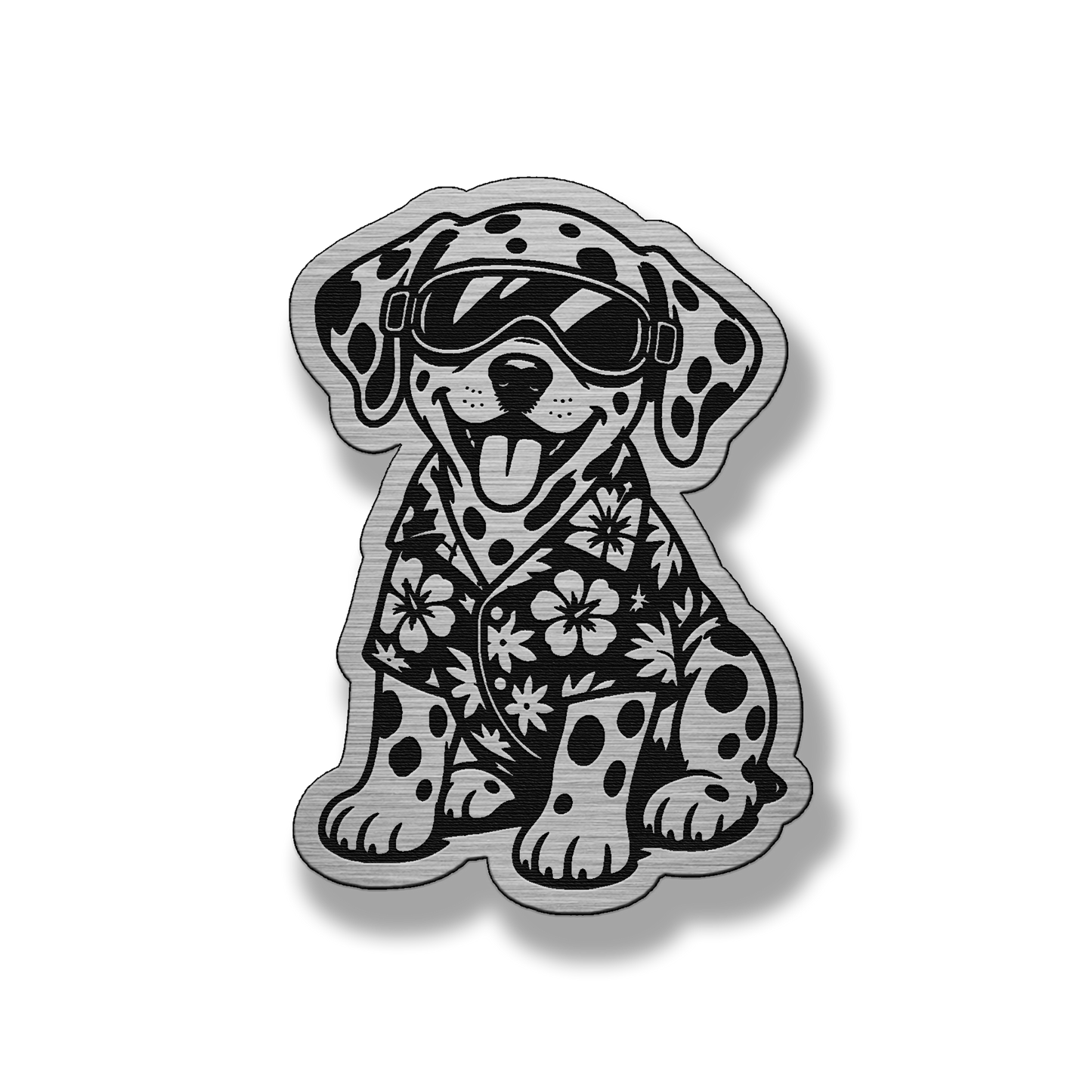 Beach Dalmatian dog patch in silver acrylic