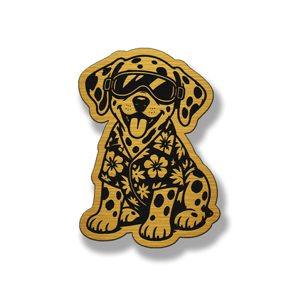 Beach Dalmatian dog patch in gold acrylic