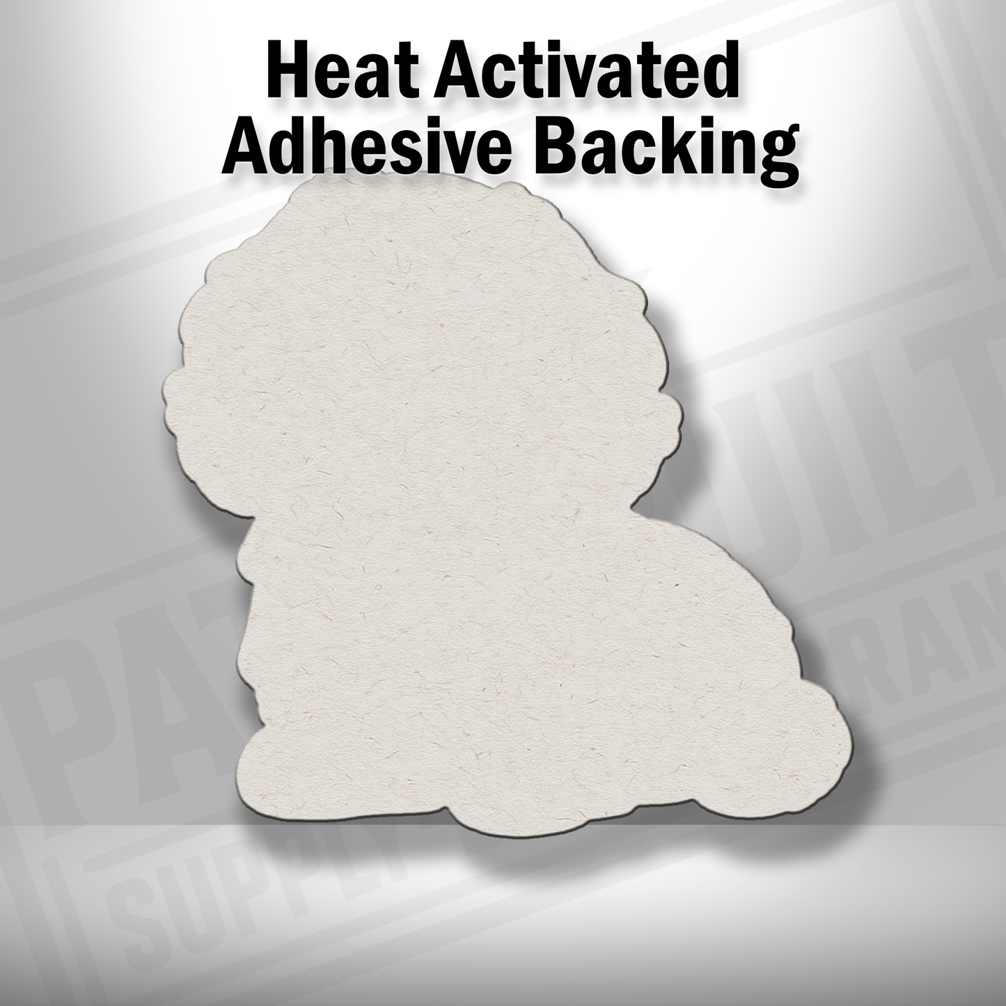 Heat-activated adhesive backing shown on Beach Dachshund patch