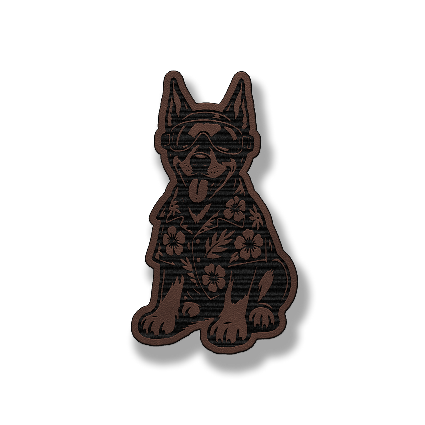 Beach Doberman dog patch in classic light brown leatherette