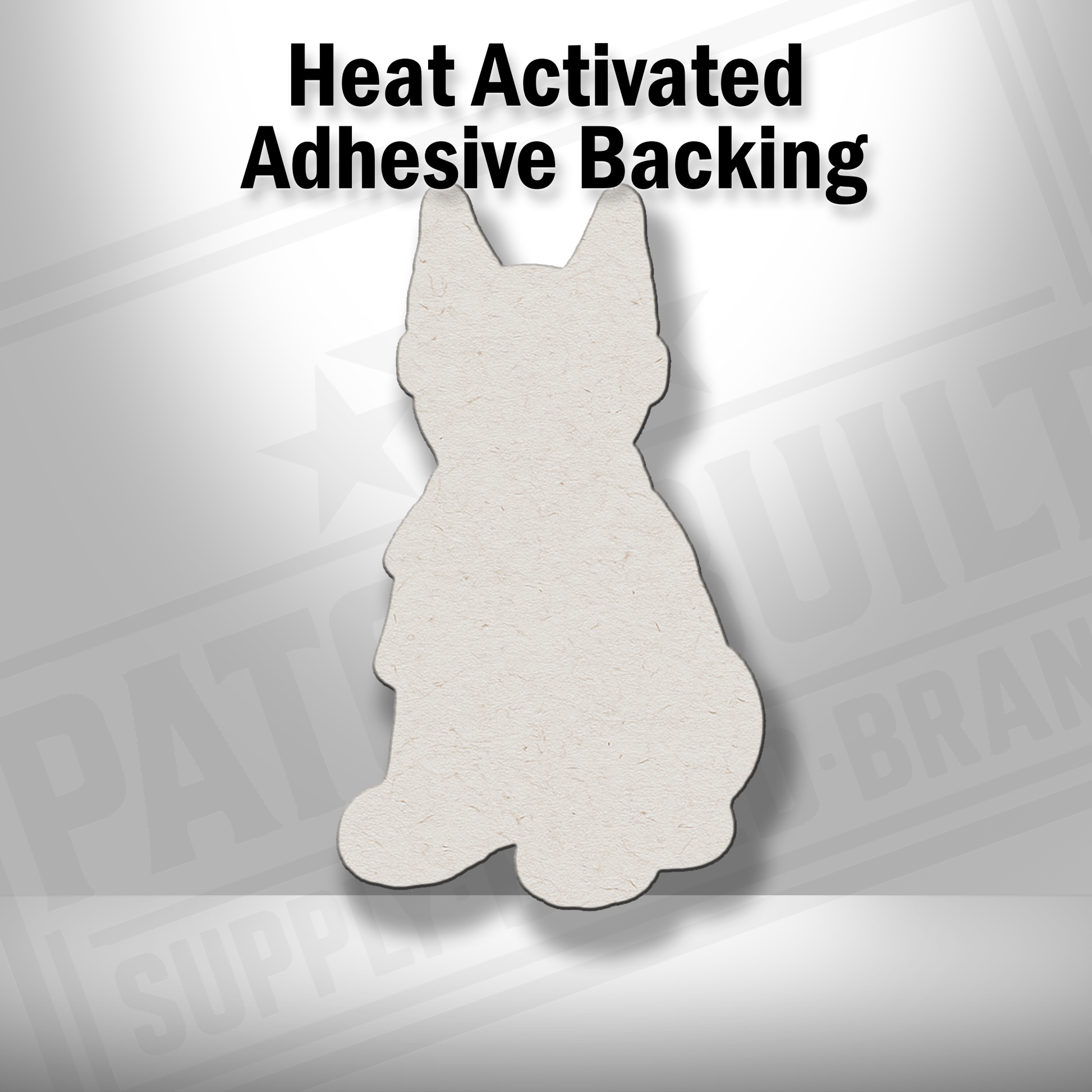 Heat-activated adhesive backing shown on Beach Doberman dog patch
