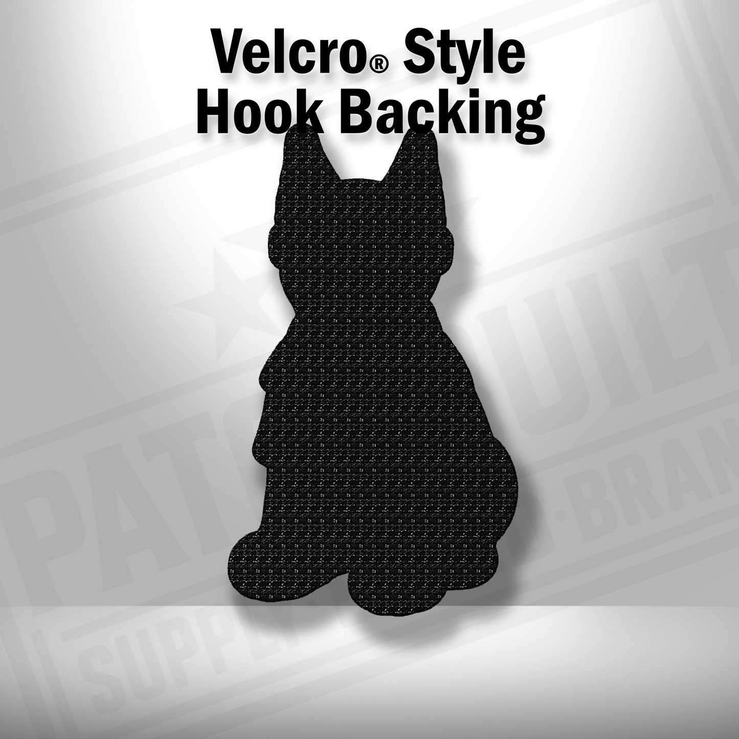 Hook backing shown on Beach Doberman dog leatherette patch