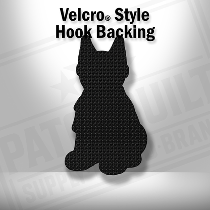 Hook backing shown on Beach Doberman dog leatherette patch