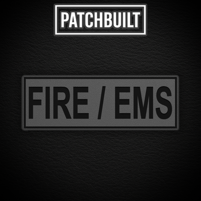 FIRE / EMS – Large Gray Leatherette Patch (Hook & Loop or Iron-On)