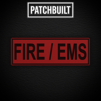 FIRE EMS large red leatherette patch with hook and loop backing