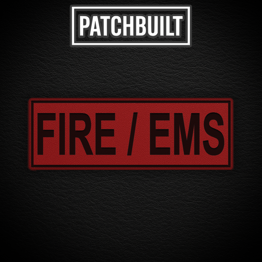 FIRE / EMS – Large Red Leatherette Patch (Hook & Loop or Iron-On)
