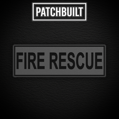 FIRE RESCUE – Large Gray Leatherette Patch (Hook & Loop or Iron-On)