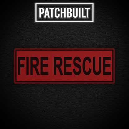 FIRE RESCUE – Large Red Leatherette Patch (Hook & Loop or Iron-On)