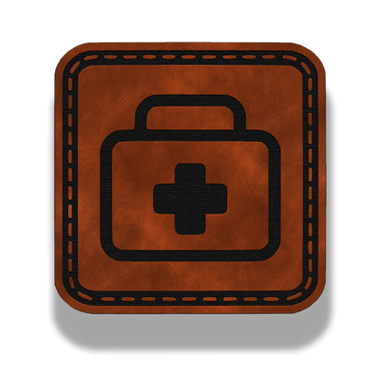 First Aid Box medical leatherette morale patch in saddle chestnut