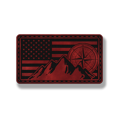 American Compass Mountain Flag – Leatherette Morale Patch
