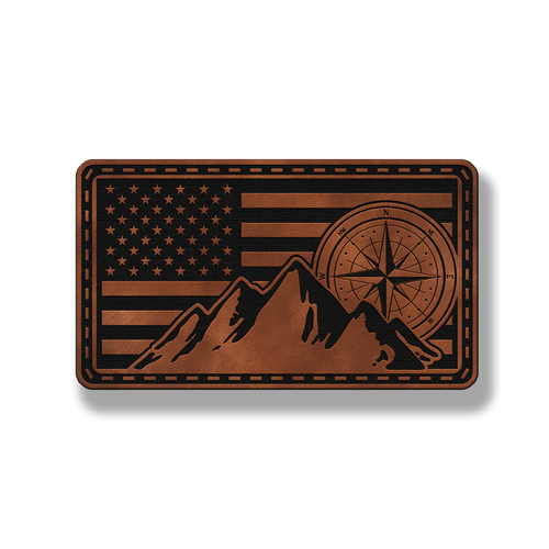 American Compass Mountain Flag – Leatherette Morale Patch