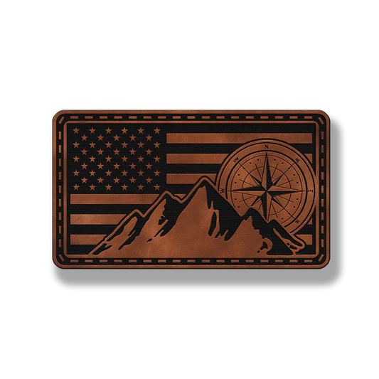American Compass Mountain Flag – Leatherette Morale Patch
