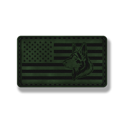 German Shepherd US Flag – Leatherette Morale Patch