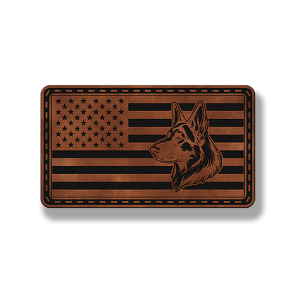 German Shepherd US Flag – Leatherette Morale Patch
