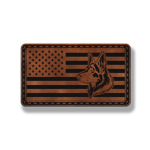 German Shepherd US Flag – Leatherette Morale Patch