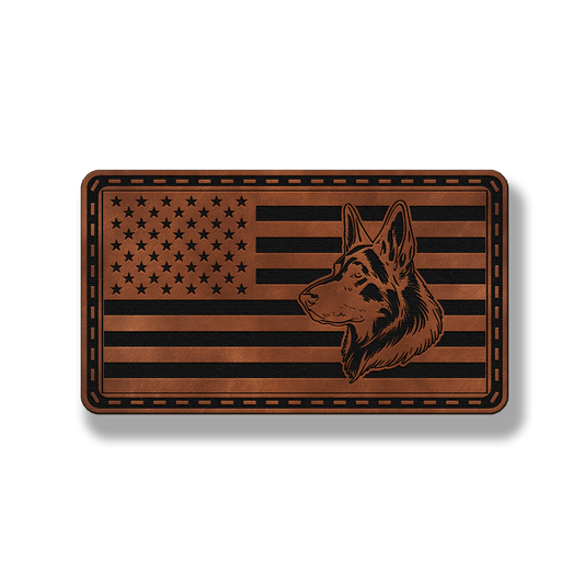 German Shepherd US Flag – Leatherette Morale Patch