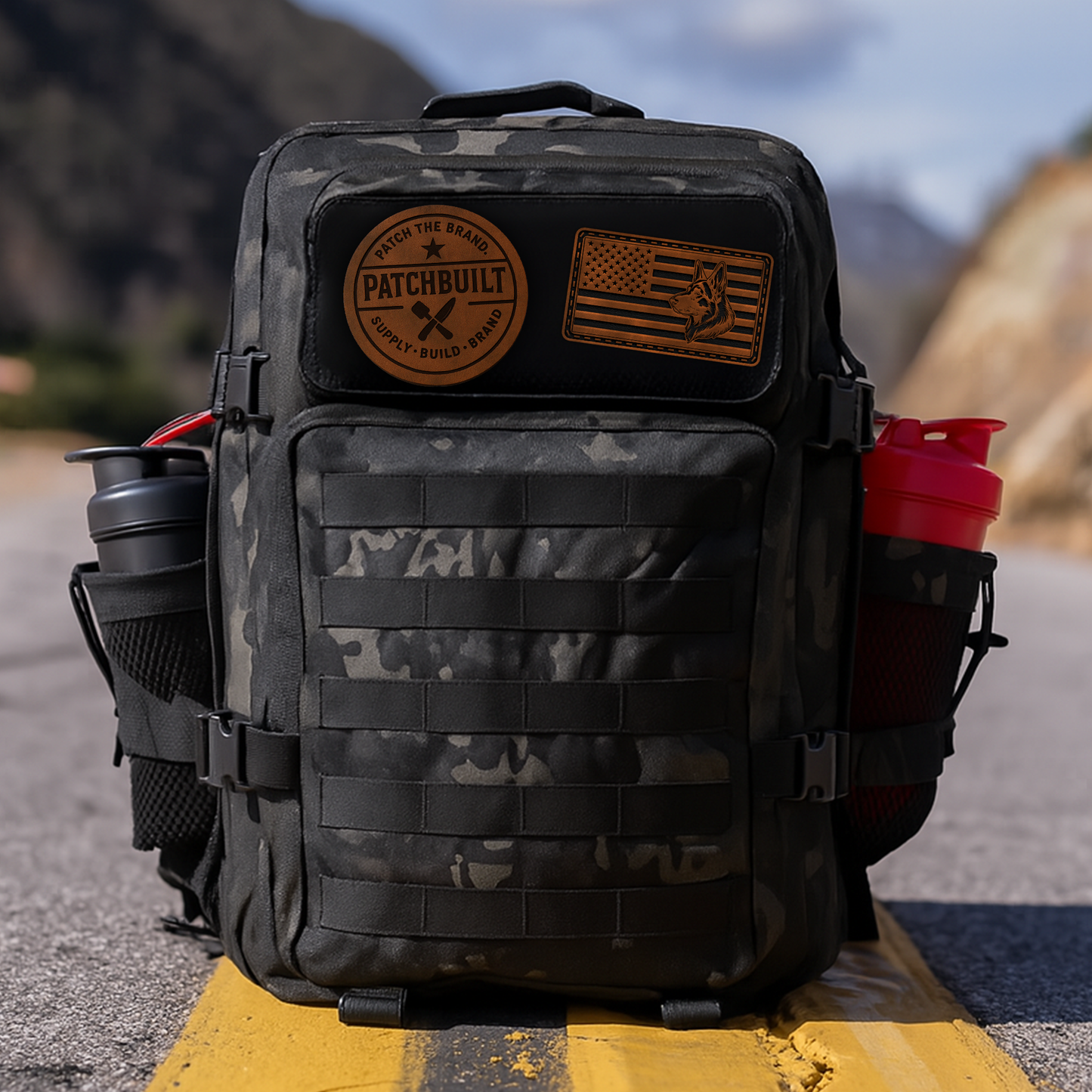 German Shepherd US Flag – Leatherette Morale Patch