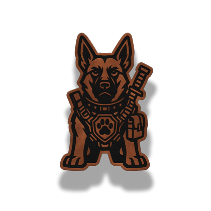 Tactical K9 dog leatherette morale patch in saddle chestnut