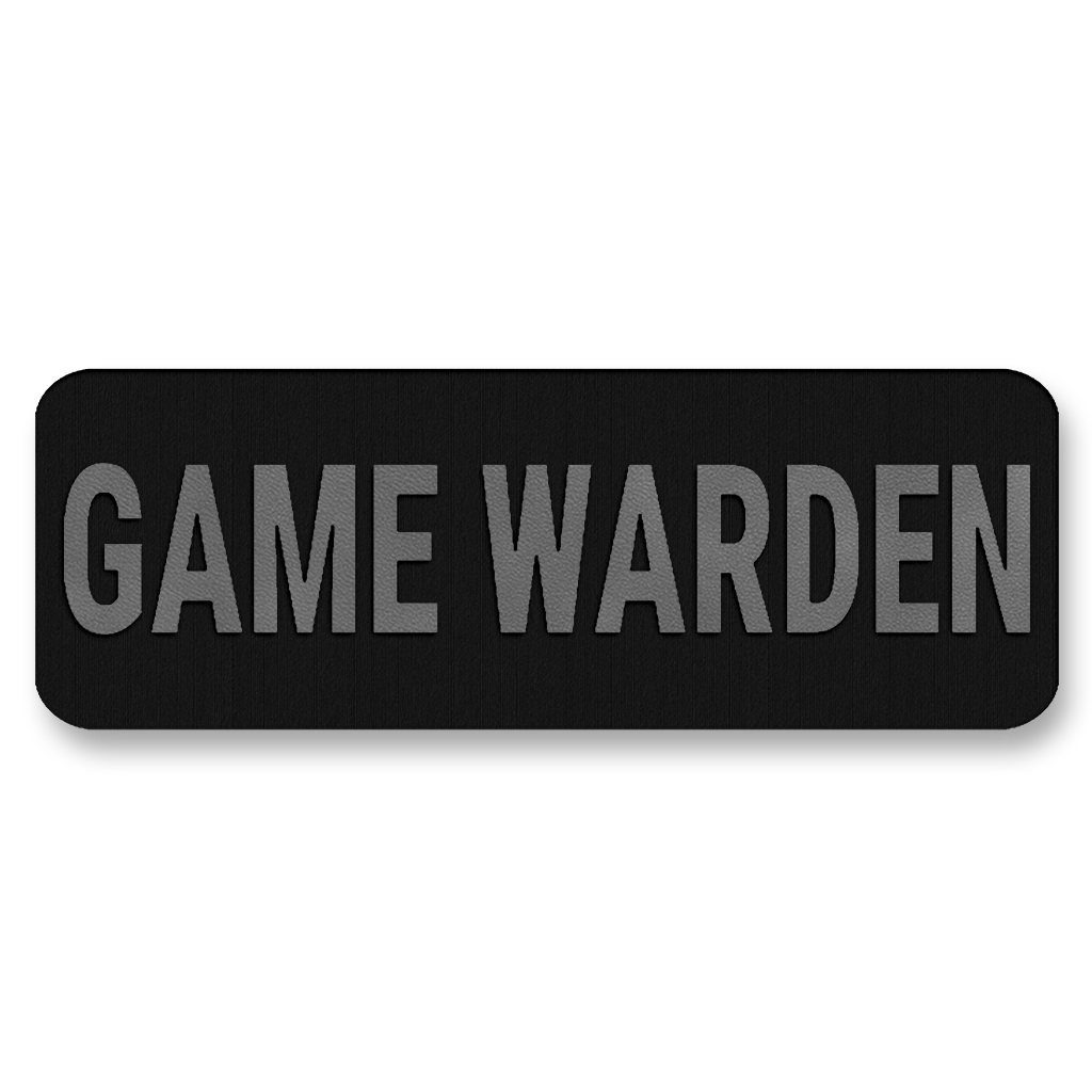 GAME WARDEN Vest Placard 8.5"x3" – Leatherette Morale Patch