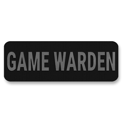 GAME WARDEN Vest Placard 8.5"x3" – Leatherette Morale Patch