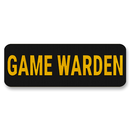 GAME WARDEN Vest Placard 8.5"x3" – Leatherette Morale Patch