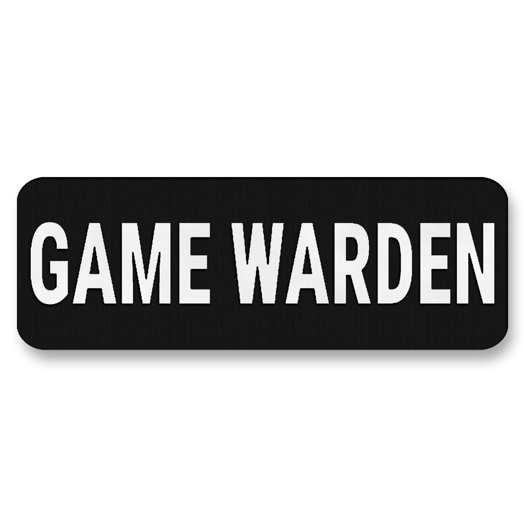 GAME WARDEN Vest Placard 8.5"x3" – Leatherette Morale Patch