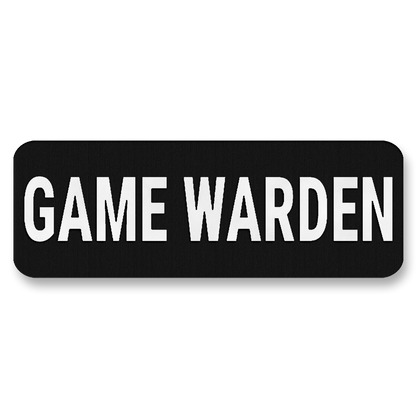 GAME WARDEN Vest Placard 8.5"x3" – Leatherette Morale Patch